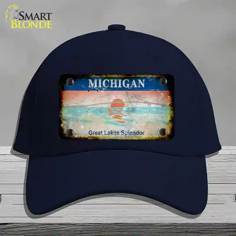 Michigan Rusty State Novelty License Plate Hat Cotton / Navy