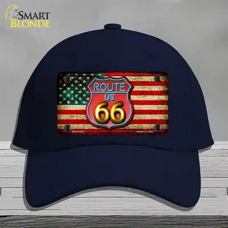 American Route 66 Neon Novelty License Plate Hat Cotton / Navy