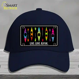 Live Love Kayak Novelty License Plate Hat Cotton / Navy