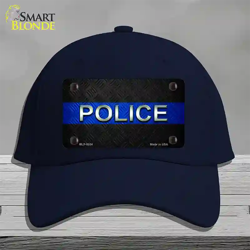 Police Thin Blue Line Novelty License Plate Hat Cotton / Navy