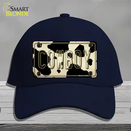 Cowboy Cow Novelty License Plate Hat Cotton / Navy