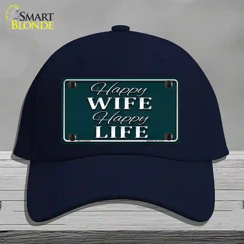 Happy Wife Happy Life Novelty License Plate Hat Cotton / Navy