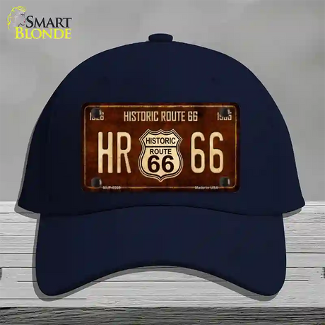 Historic Route 66 Vintage Novelty License Plate Hat Cotton / Navy