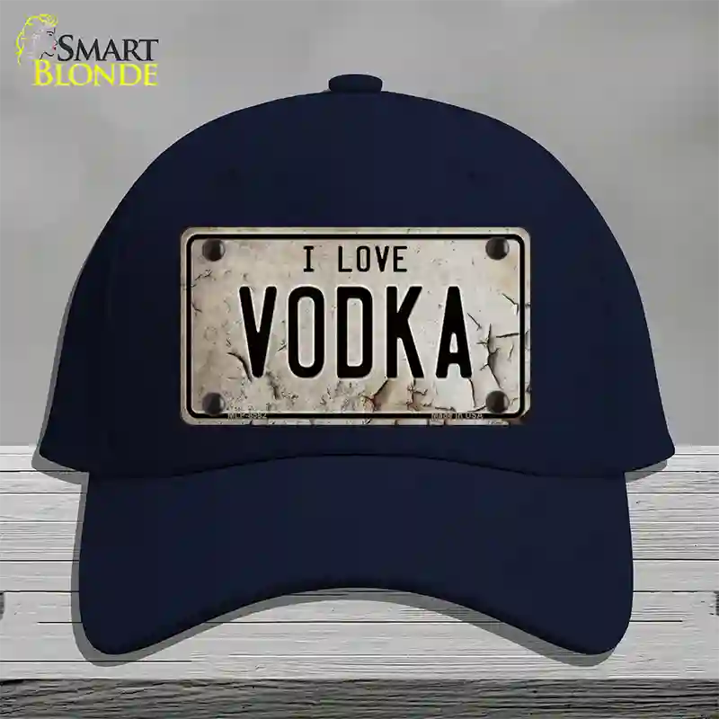 I Love Vodka Novelty License Plate Hat Cotton / Navy