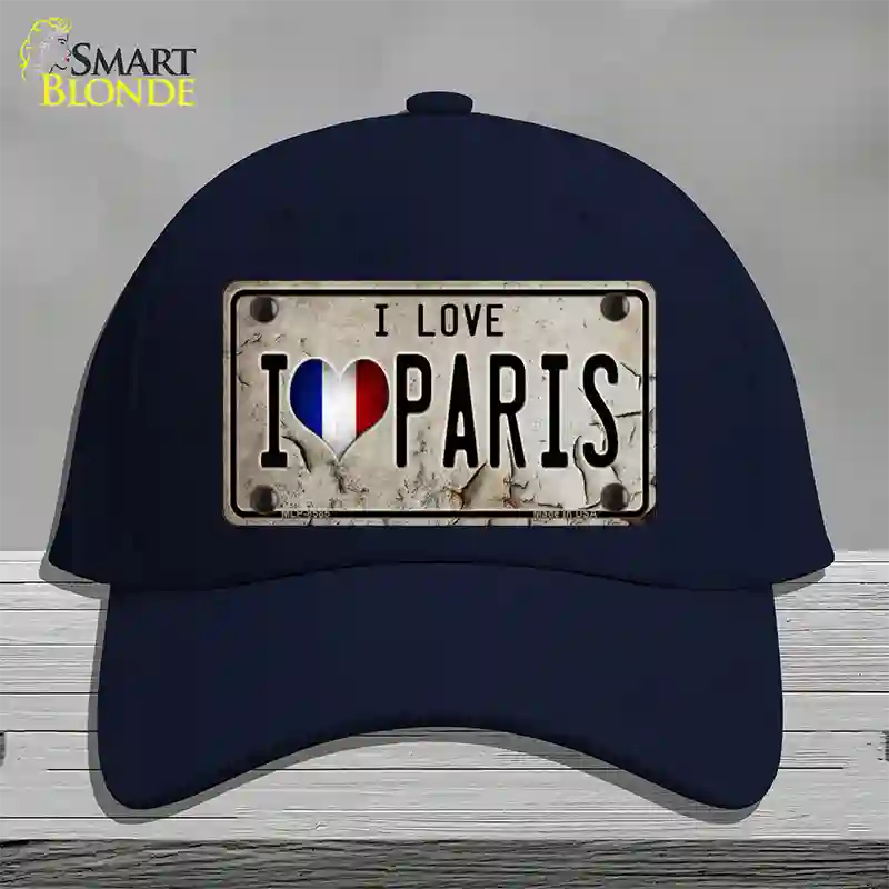 I Love Paris Novelty License Plate Hat Cotton / Navy