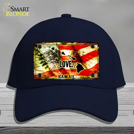 Hawaii Love Novelty License Plate Hat Cotton / Navy