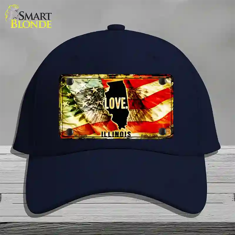 Illinois Love Novelty License Plate Hat Cotton / Navy