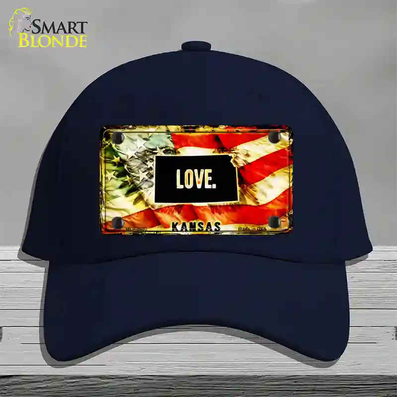 Kansas Love Novelty License Plate Hat Cotton / Navy