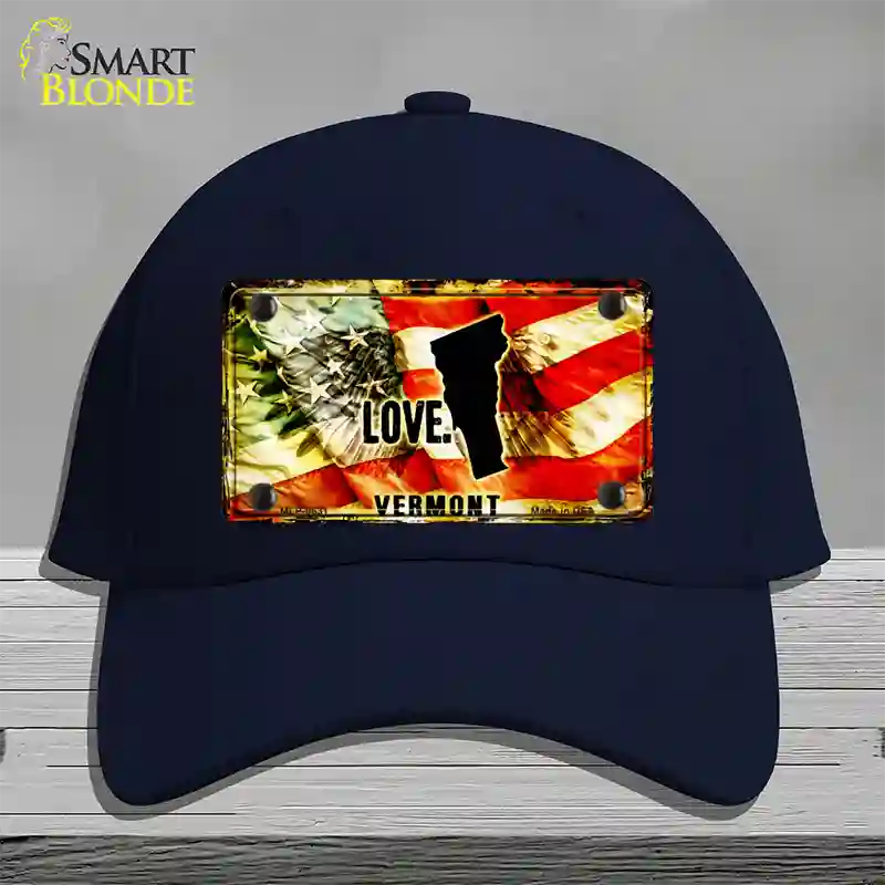 Vermont Love Novelty License Plate Hat Cotton / Navy