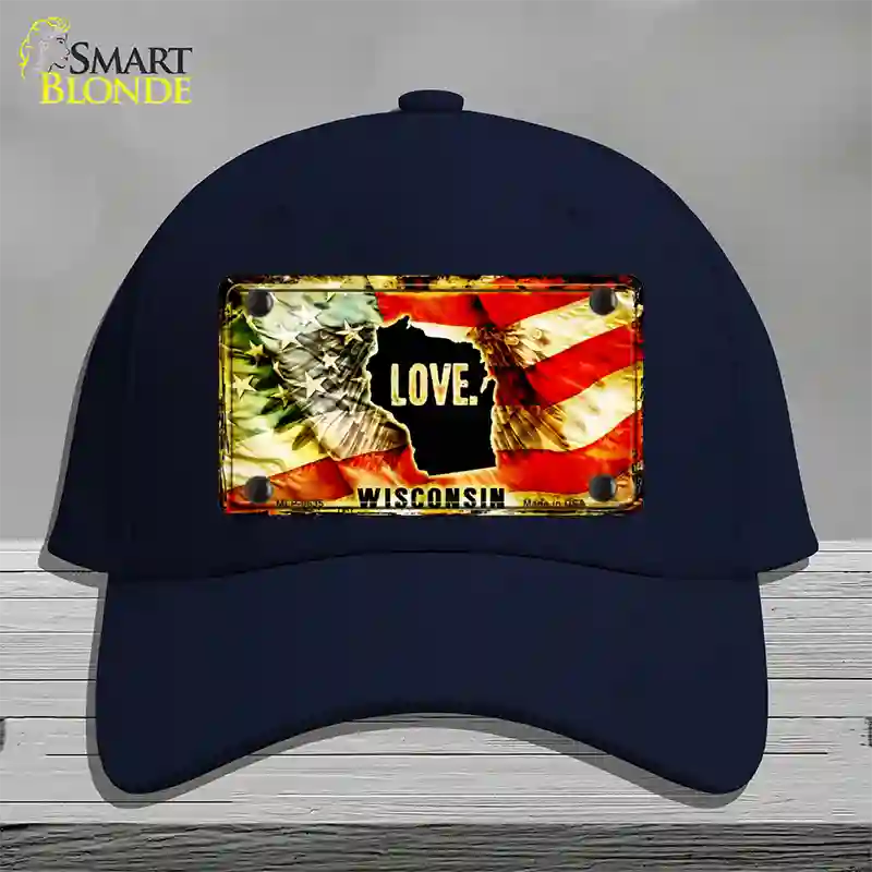 Wisconsin Love Novelty License Plate Hat Cotton / Navy