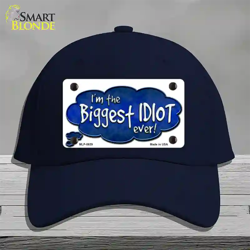 Biggest Idiot Novelty License Plate Hat Cotton / Navy