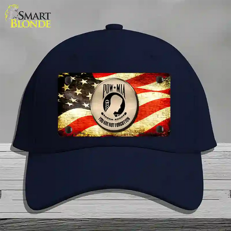 POW MIA With USA Flag Novelty License Plate Hat Cotton / Navy