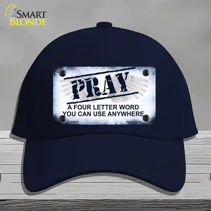 Pray Novelty License Plate Hat Cotton / Navy