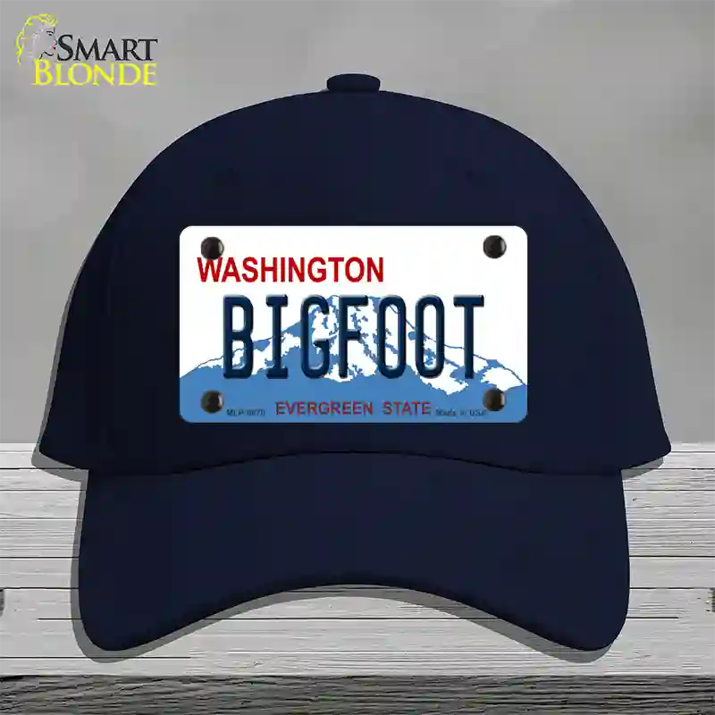 Bigfoot Washington Novelty License Plate Hat Cotton / Navy