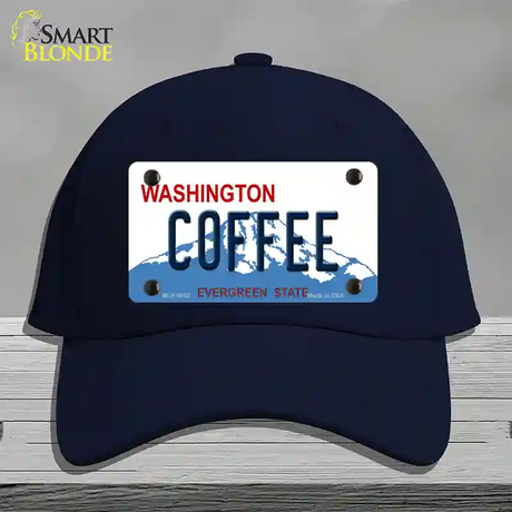 Coffee Washington Novelty License Plate Hat Cotton / Navy