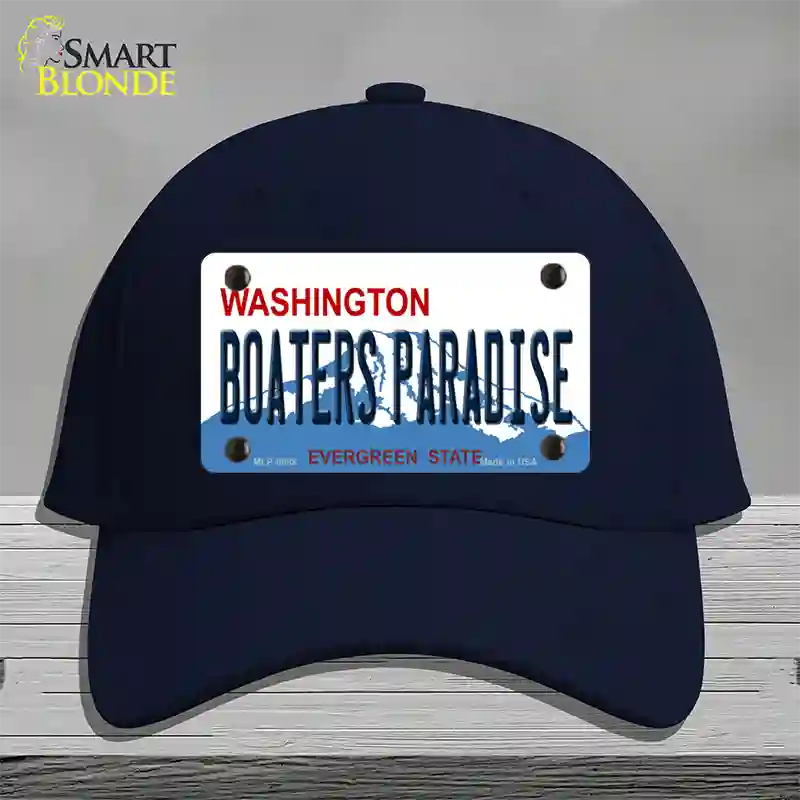 Boaters Paradise Washington Novelty License Plate Hat Cotton / Navy