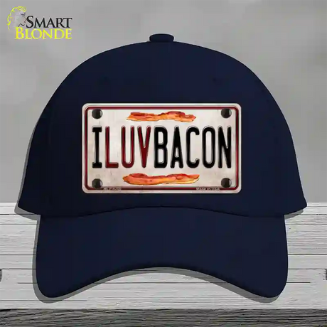 I Luv Bacon Novelty License Plate Hat Cotton / Navy