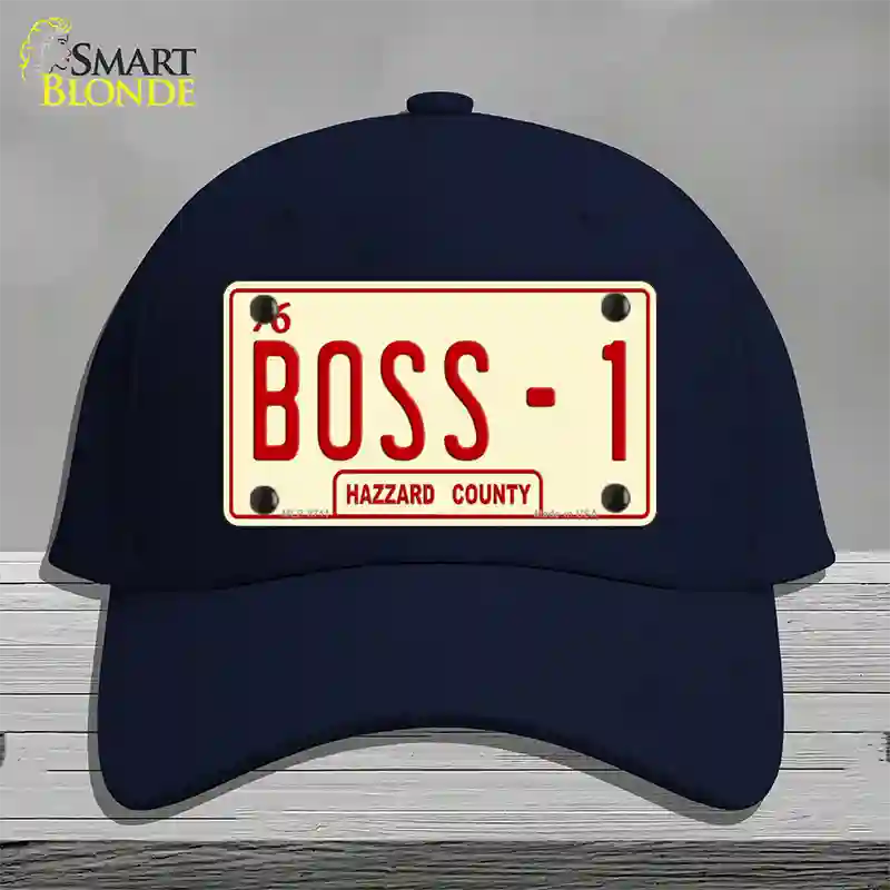 Boss 1 Novelty License Plate Hat Cotton / Navy