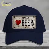 I Love Beer Novelty License Plate Hat Cotton / Navy