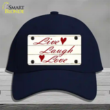 Live, Laugh, Love Novelty License Plate Hat Cotton / Navy