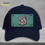 Route 66 Rusty On Wood Novelty License Plate Hat Cotton / Navy