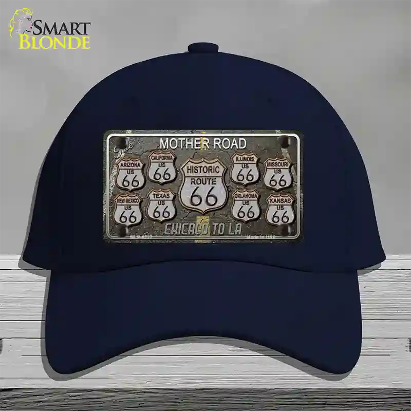 Route 66 Black Top Novelty License Plate Hat Cotton / Navy