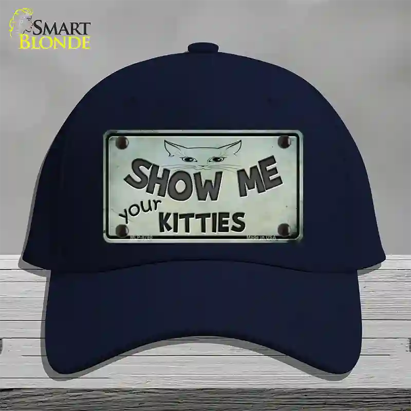 Show Me Your Kitties Novelty License Plate Hat Cotton / Navy