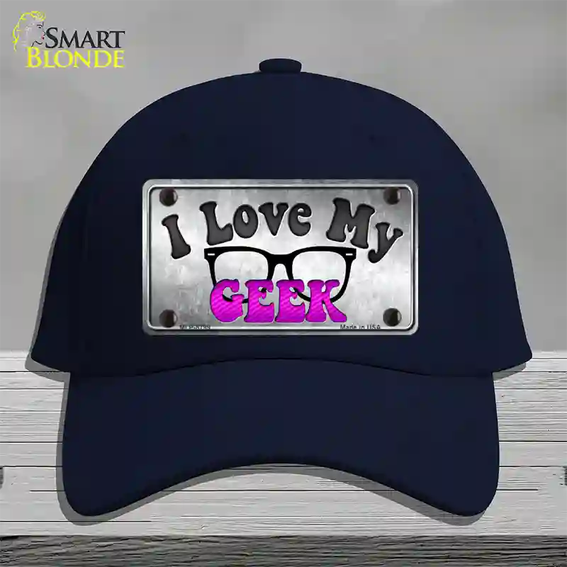 I Love My Geek Novelty License Plate Hat Cotton / Navy