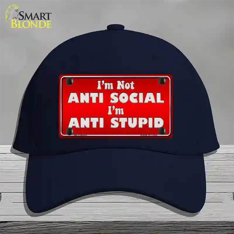 Anti Social Novelty License Plate Hat Cotton / Navy