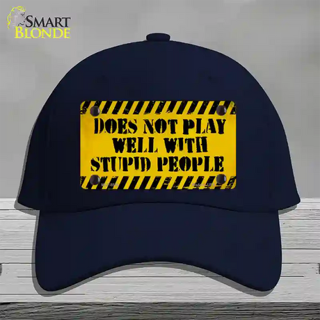 Does Not Play Well Novelty License Plate Hat Cotton / Navy