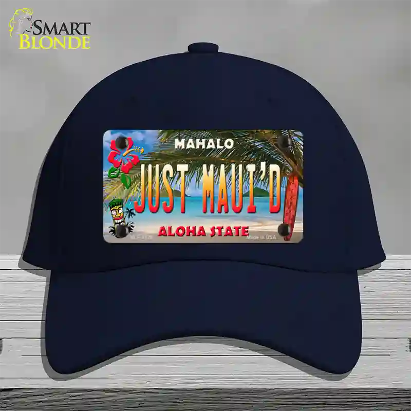 Just Mauid Tiki Hawaii Novelty License Plate Hat Cotton / Navy