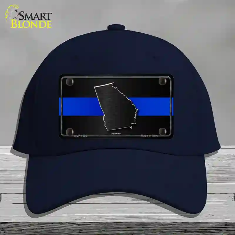 Georgia Thin Blue Line Novelty License Plate Hat Cotton / Navy