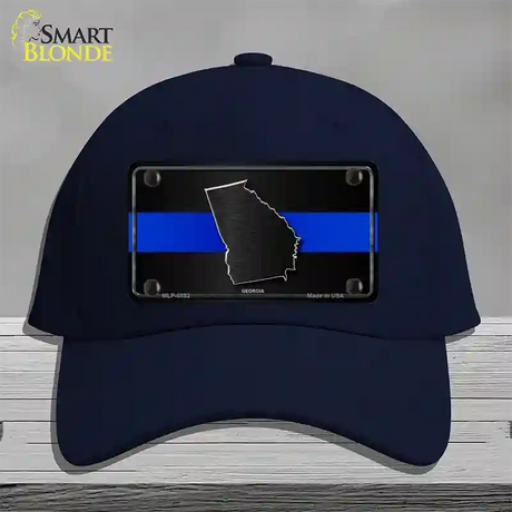 Georgia Thin Blue Line Novelty License Plate Hat Cotton / Navy