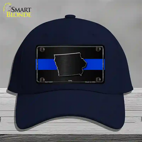 Iowa Thin Blue Line Novelty License Plate Hat Cotton / Navy