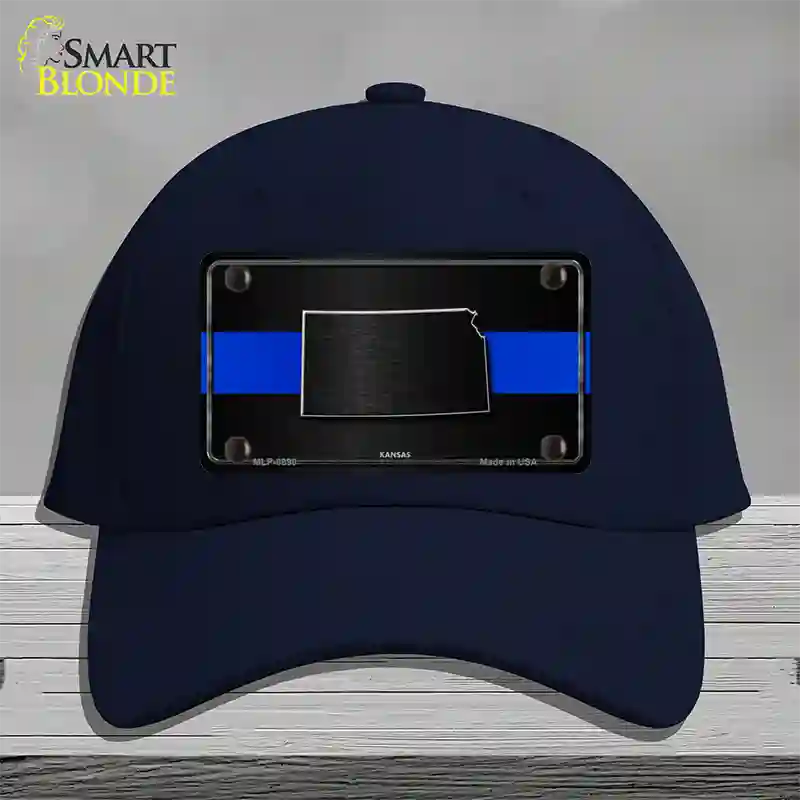 Kansas Thin Blue Line Novelty License Plate Hat Cotton / Navy