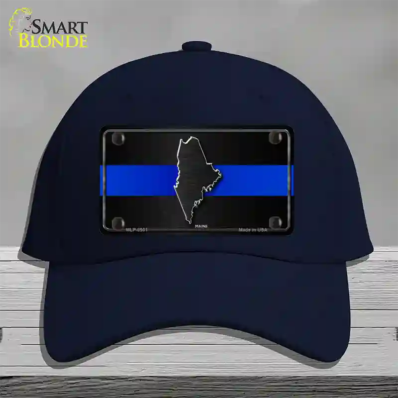 Maine Thin Blue Line Novelty License Plate Hat Cotton / Navy