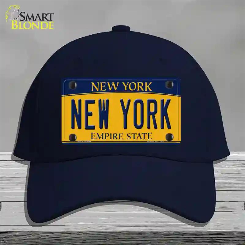 New York Yellow Novelty License Plate Hat Cotton / Navy