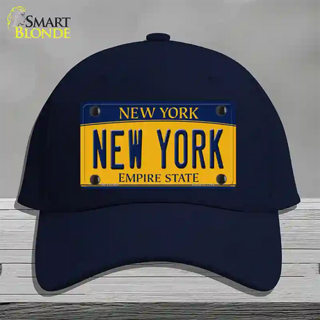 New York Yellow Novelty License Plate Hat Cotton / Navy