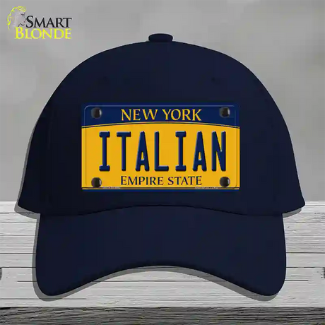 Italian Yellow New York Novelty License Plate Hat Cotton / Navy