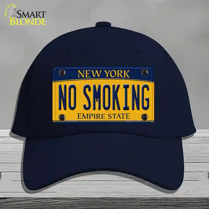 No Smoking New York Novelty License Plate Hat Cotton / Navy