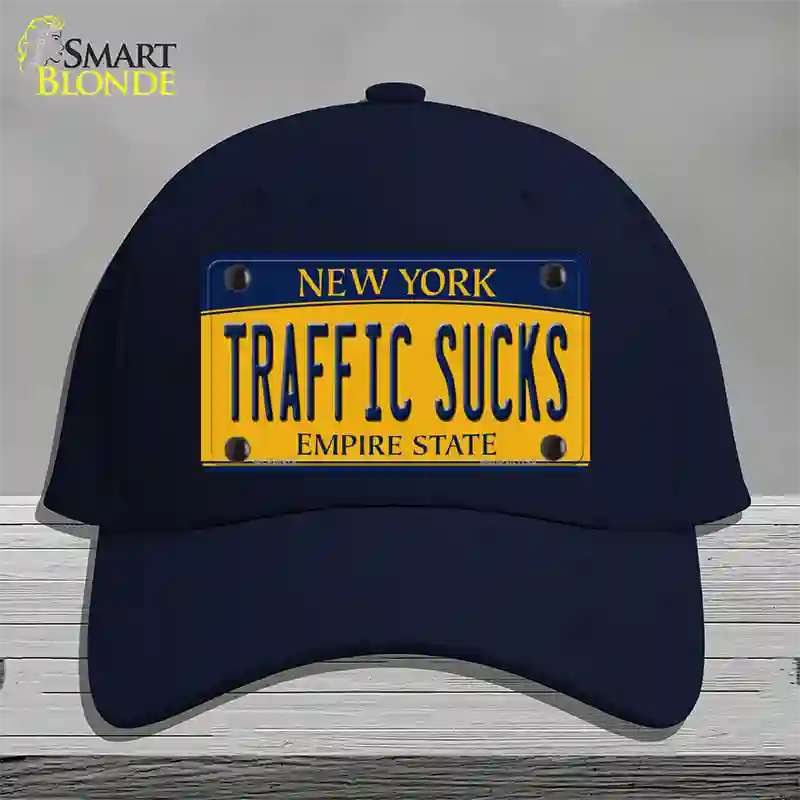 Traffic Sucks New York Novelty License Plate Hat Cotton / Navy