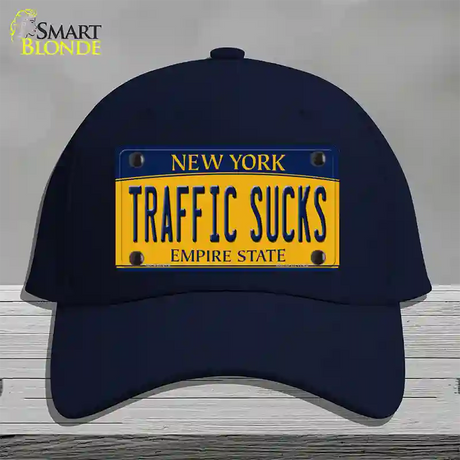 Traffic Sucks New York Novelty License Plate Hat Cotton / Navy