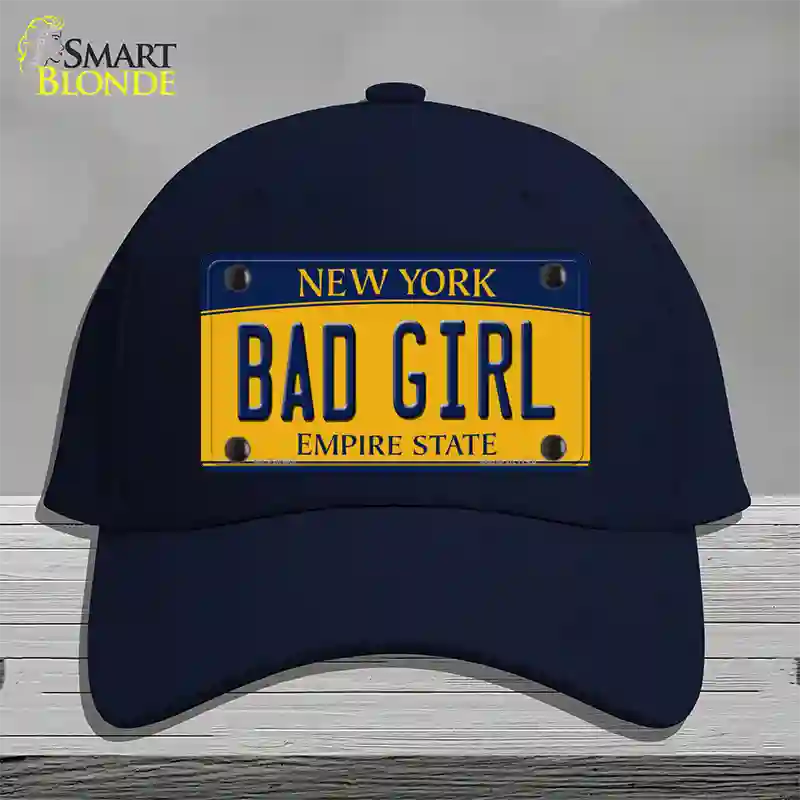 Bad Girl New York Novelty License Plate Hat Cotton / Navy