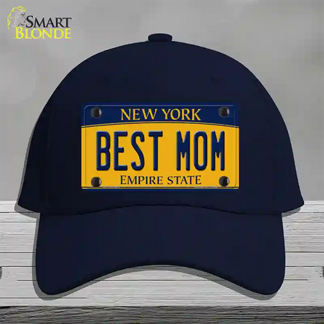 Best Mom New York Novelty License Plate Hat Cotton / Navy