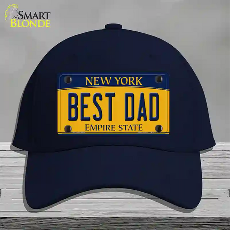 Best Dad New York Novelty License Plate Hat Cotton / Navy