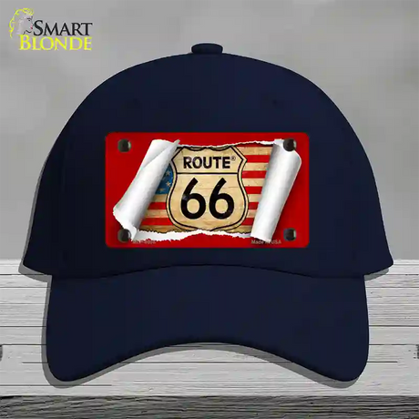 Route 66 Scroll Novelty License Plate Hat Cotton / Navy