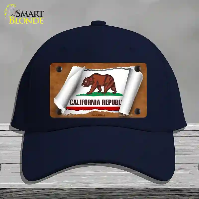 California Flag Scroll Novelty License Plate Hat Cotton / Navy