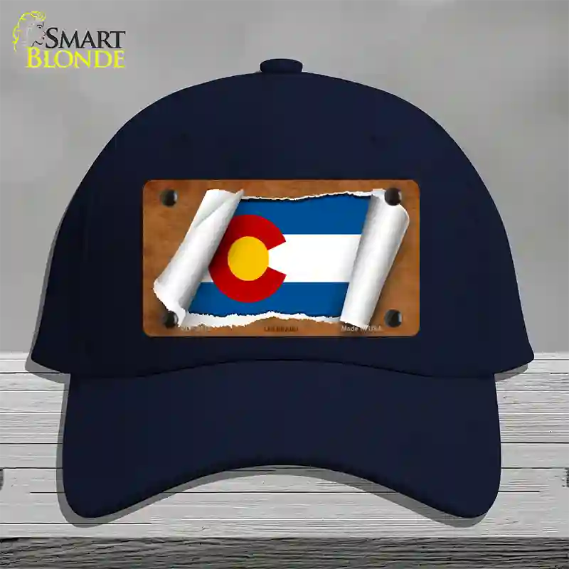 Colorado Flag Scroll Novelty License Plate Hat Cotton / Navy