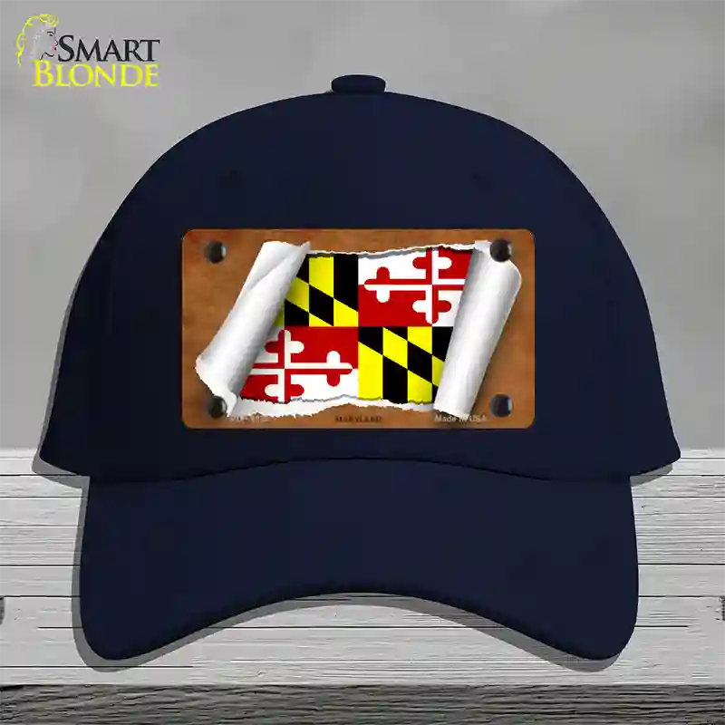 Maryland Flag Scroll Novelty License Plate Hat Cotton / Navy