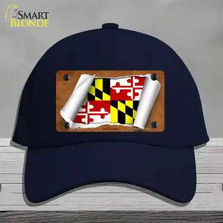 Maryland Flag Scroll Novelty License Plate Hat Cotton / Navy